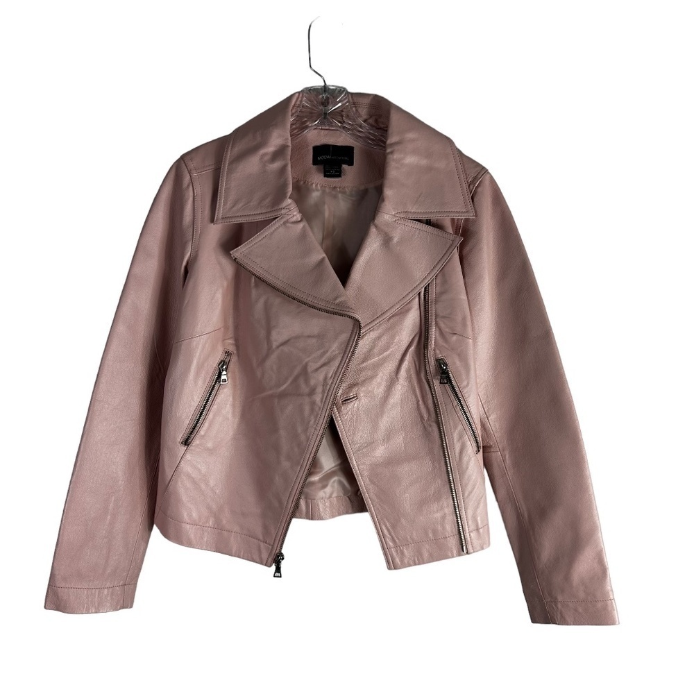 Moda International 100% Leather Pink Moto Jacket SZ XS - Picture 3 of 7